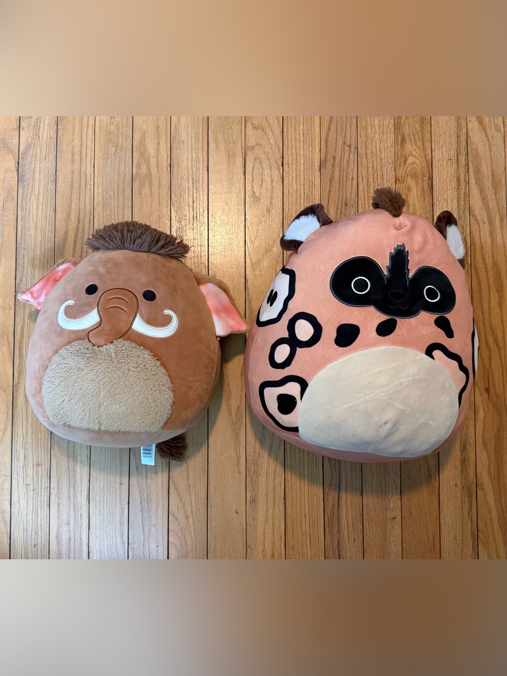 Squishmallows Pink and Brown Plush Duo - Wooly Mammoth and Hyena